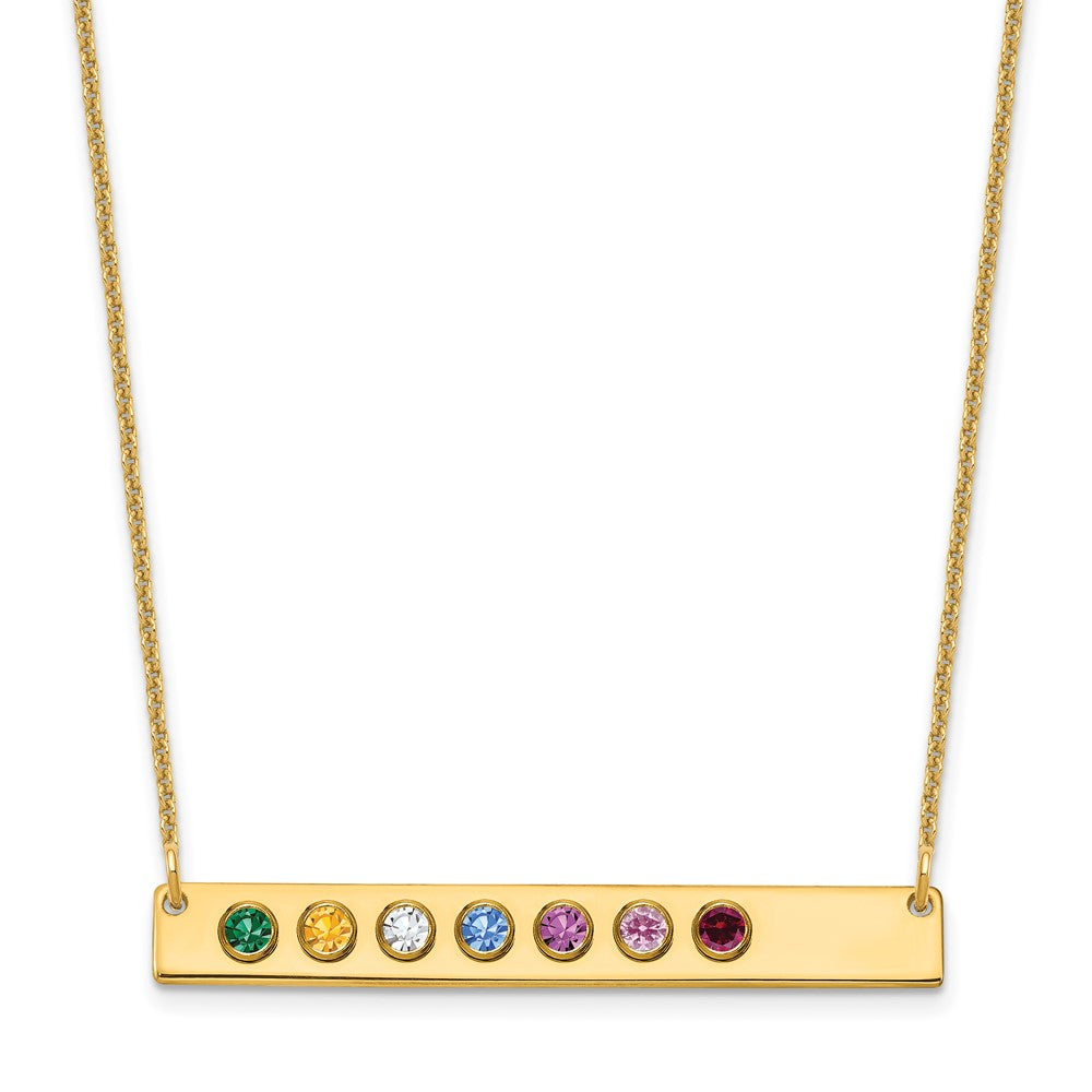 14KY 8 Birthstone w/ 14k Bezel Large Bar Necklace