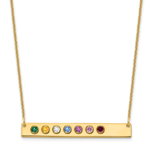 14KY 8 Birthstone w/ 14k Bezel Large Bar Necklace