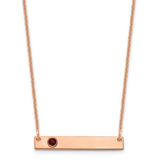 14K Rose Gold 1 Birthstone w/ 14k Bezel Small Bar Necklace