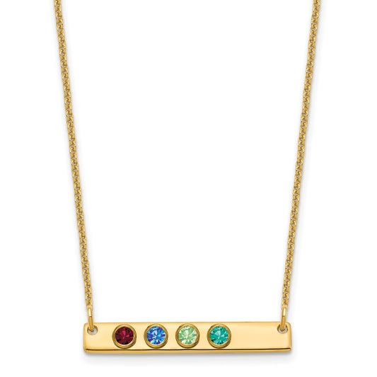 14KY 4 Birthstone w/ 14k Bezel Small Bar Necklace