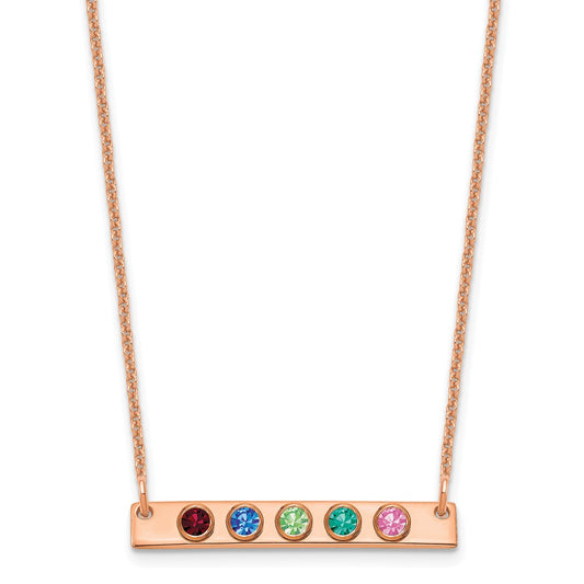 14K Rose Gold 5 Birthstone w/ 14k Bezel Small Bar Necklace