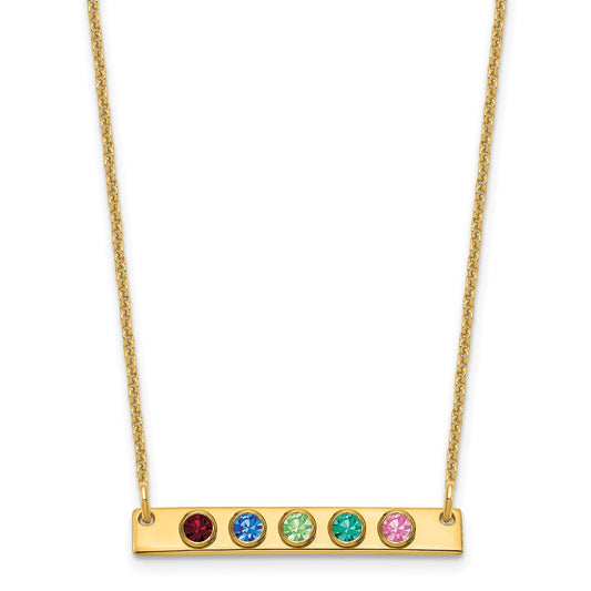 14KY 5 Birthstone w/ 14k Bezel Small Bar Necklace