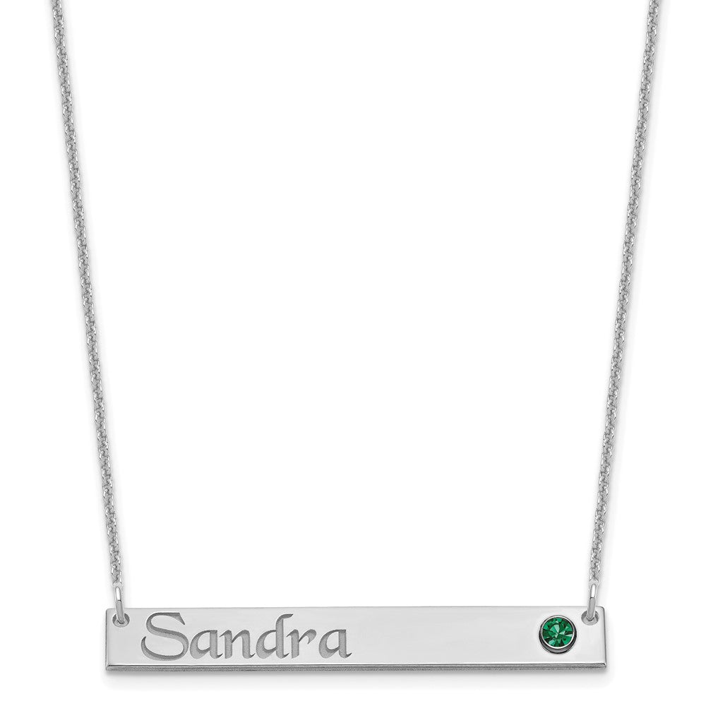 14k WG Personalized Bar w/ 14k Rhod-pltd Bezel BS Necklace