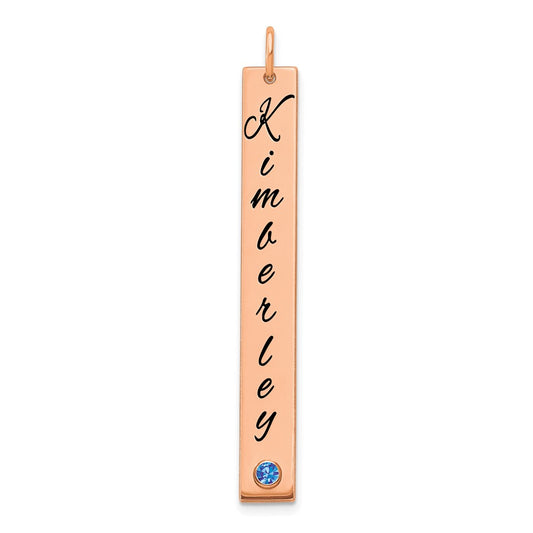14k Rose Gold LG Epoxy Name w/14k Bezel BS Bar Charm
