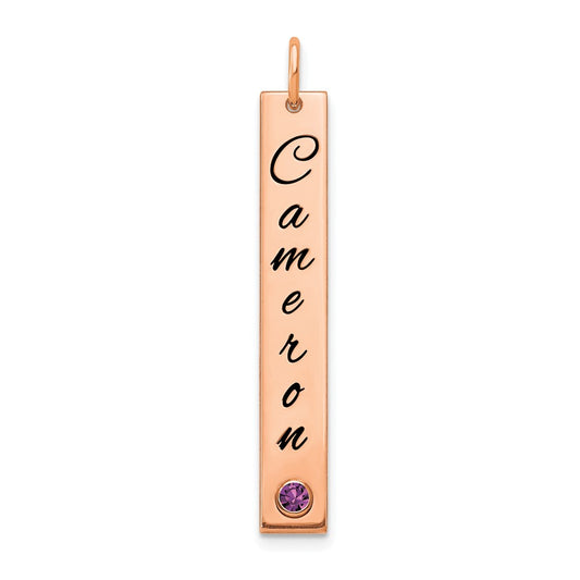 14k Rose Gold Med Epoxy Name w/14k Bezel BS Bar Charm