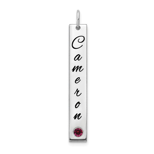 10k WG Med Epoxy Name w/ 14k Rhod-pld Bezel BS Bar Charm