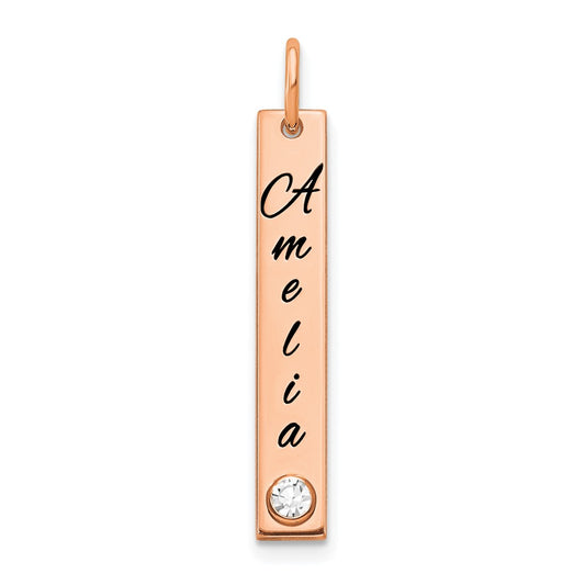 14k Rose Gold Small Epoxy Name w/14k Bezel BS Bar Charm