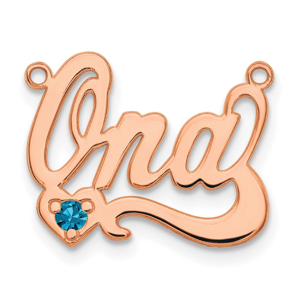 Sterling Silver/Rose-plated Birthstone Heart Name Plate