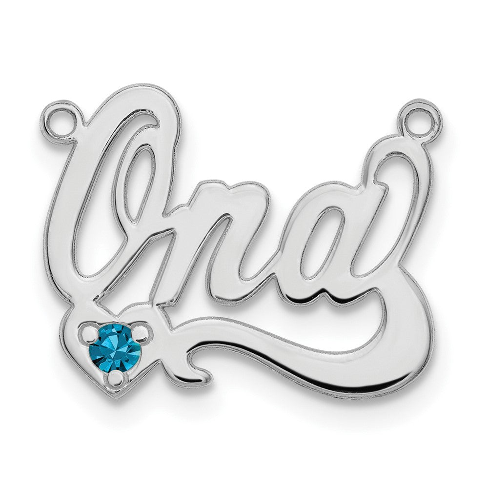 Sterling Silver/Rhodium-plated Birthstone Heart Name Plate