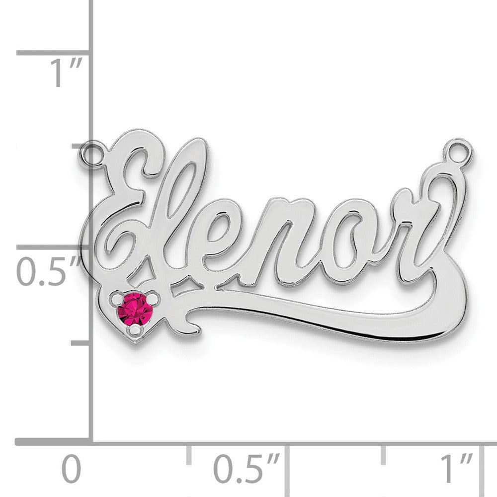 10k White Gold Birthstone Heart Name Plate