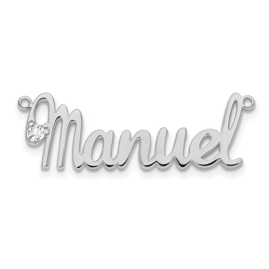 10k White Gold Birthstone Name Plate