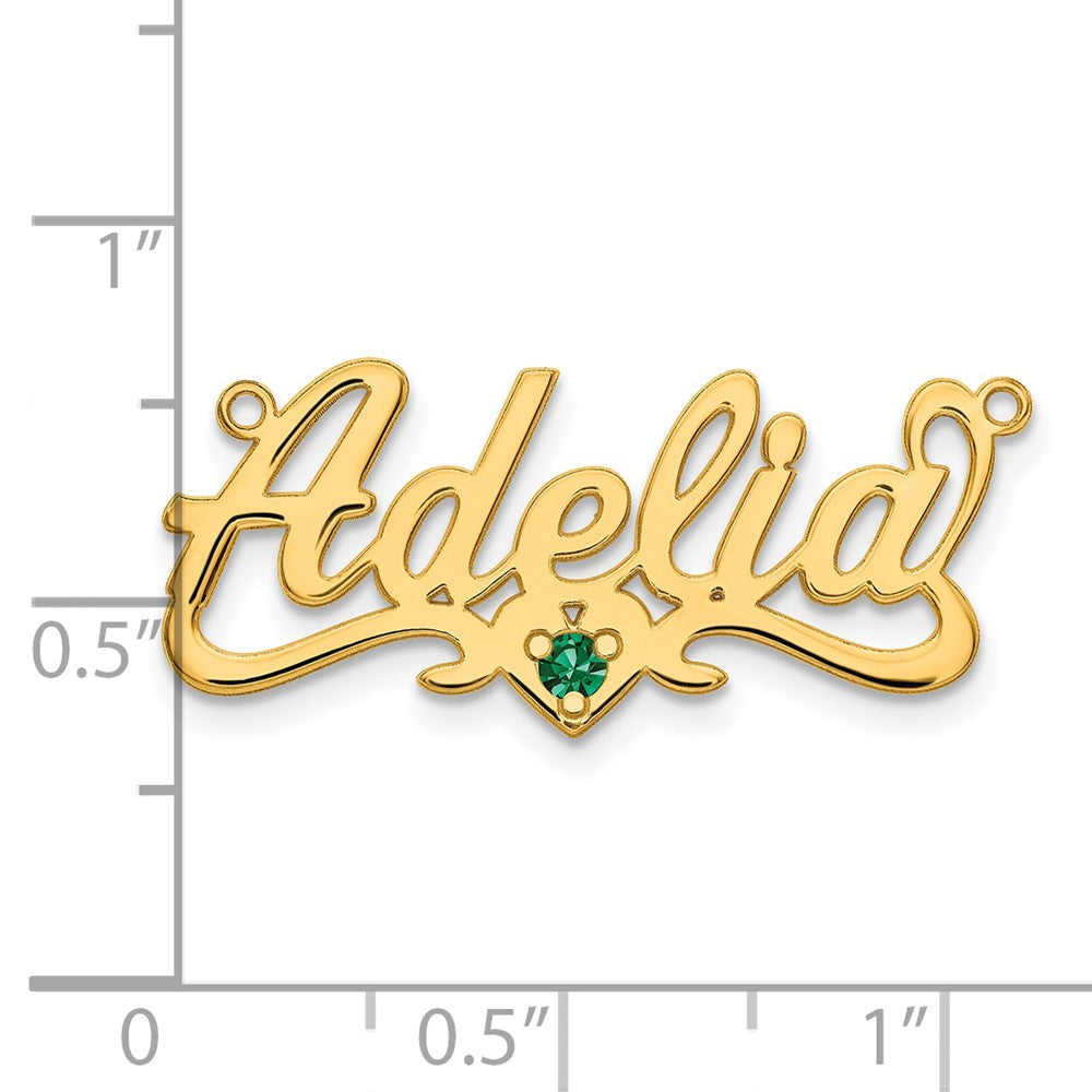 14k Yellow Gold Birthstone Heart Name Plate