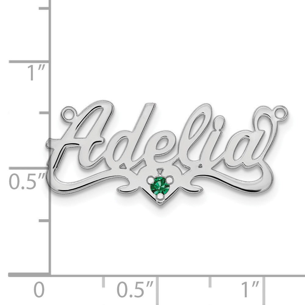 14k White Gold Birthstone Heart Name Plate
