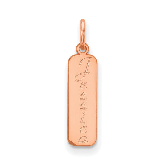 14k Rose Gold Script Font Name Bar Charm