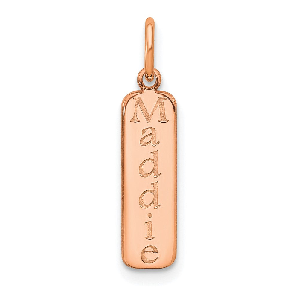 14k Rose Gold Block Font Name Bar Charm