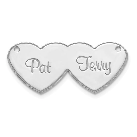 10k White Gold Double Heart Name Plate