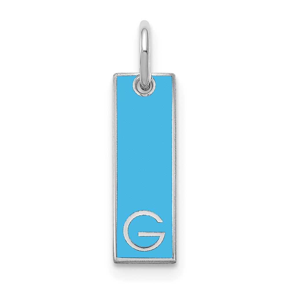 10k White Gold Small Epoxy Initial Bar Charm