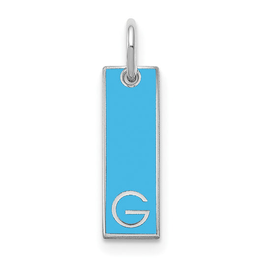 10k White Gold Small Epoxy Initial Bar Charm