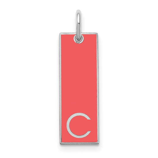 10k White Gold Large Epoxy Initial Bar Charm