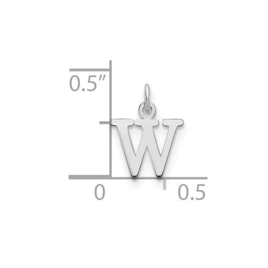 Sterling Silver Rhodium-plated Letter W Initial Charm