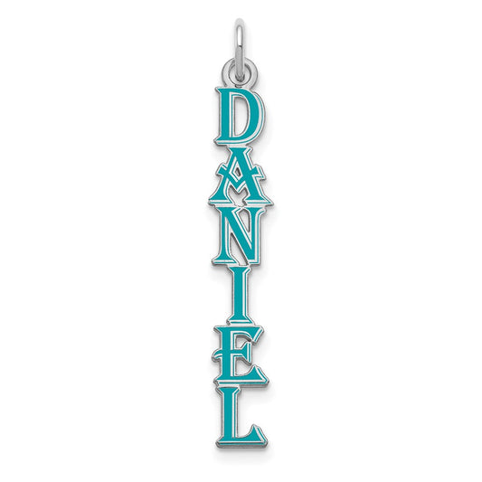 10k White Gold Algerian Font Epoxy Name Plate Charm