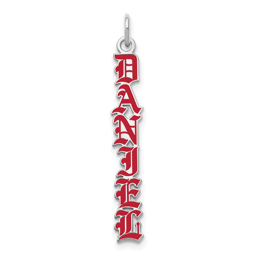 10k White Gold English Towne Font Epoxy Name Plate Charm
