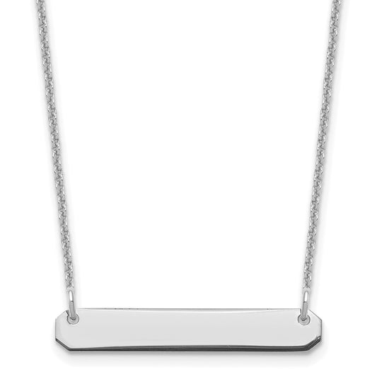 10k White Gold Small Blank Bar Necklace