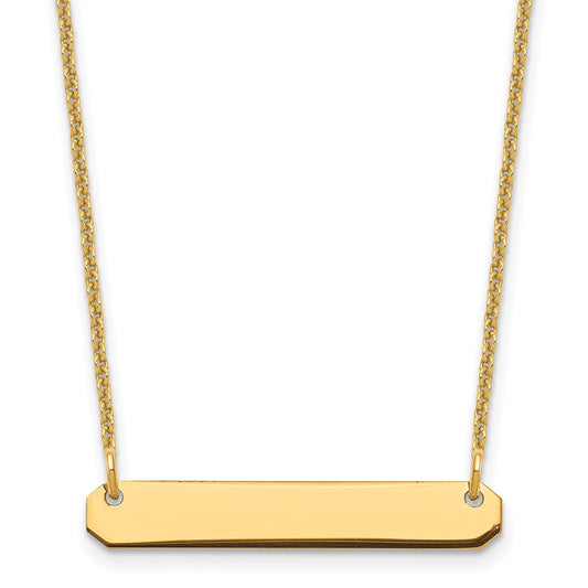 14k Yellow Gold Small Blank Bar Necklace