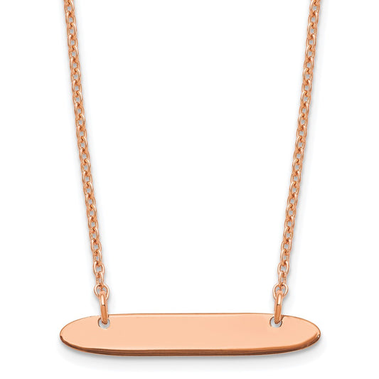 Sterling Silver/Rose-plated Small Oblong Blank Bar Necklace