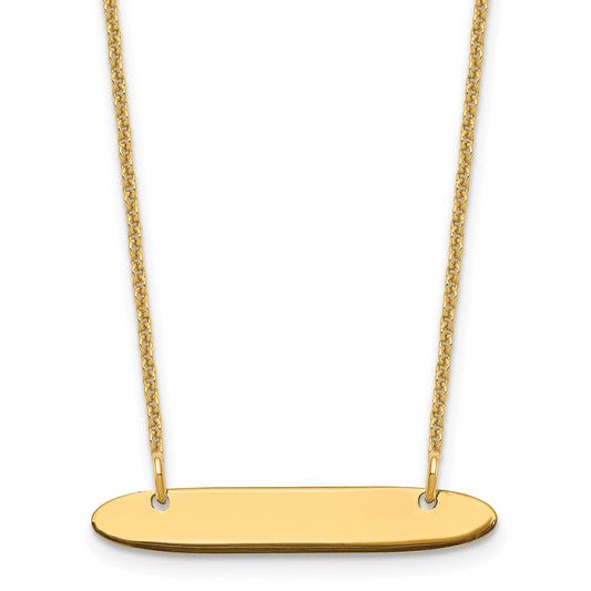 14k Yellow Gold Small Oblong Blank Bar Necklace