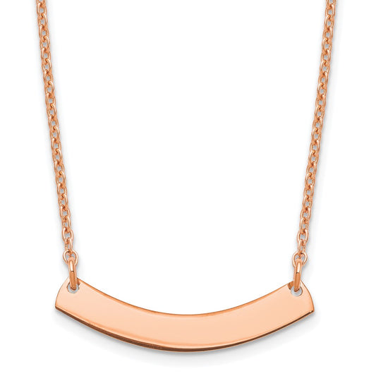 Sterling Silver/Rhodium-plated Small Curved Blank Bar Necklace