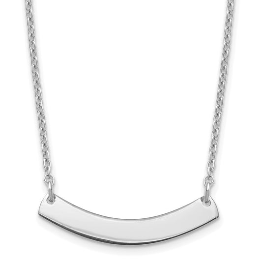 Sterling Silver/Rhodium-plated Small Curved Blank Bar Necklace