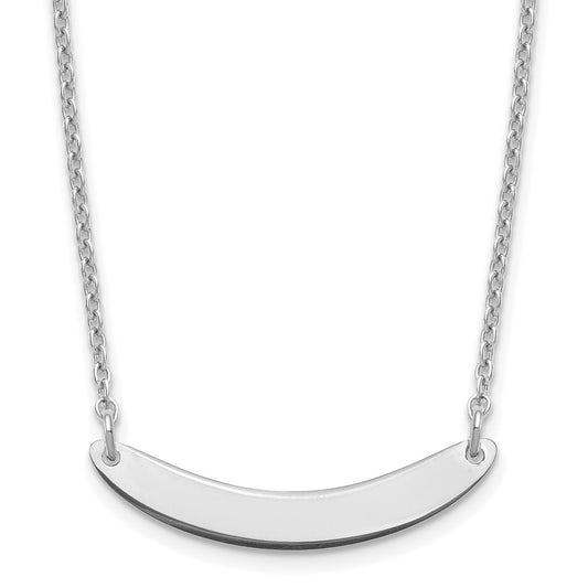 Sterling Silver/Rhodium-plated Small Curved Blank Bar Necklace