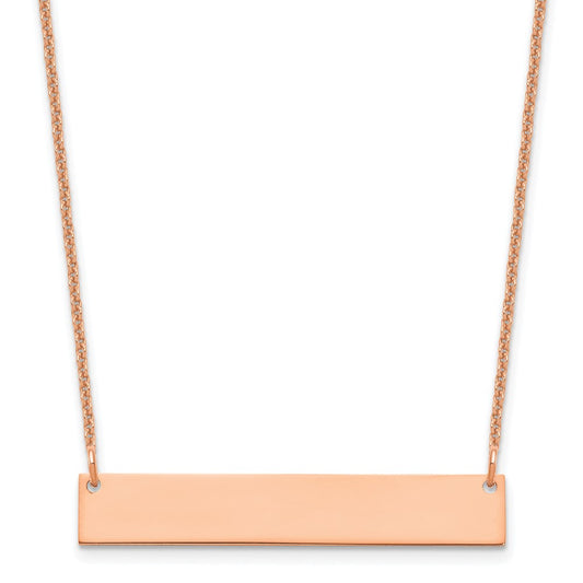14k Rose Gold Medium Blank Bar Necklace