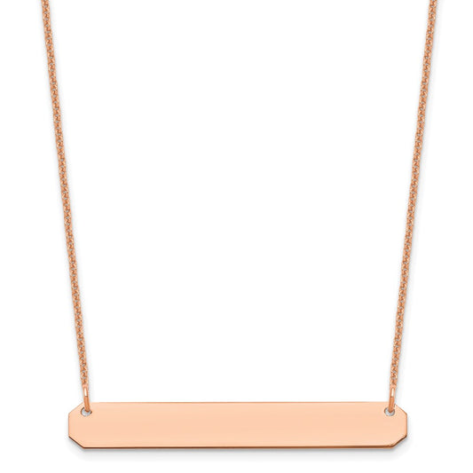 14k Rose Gold Medium Blank Bar Necklace