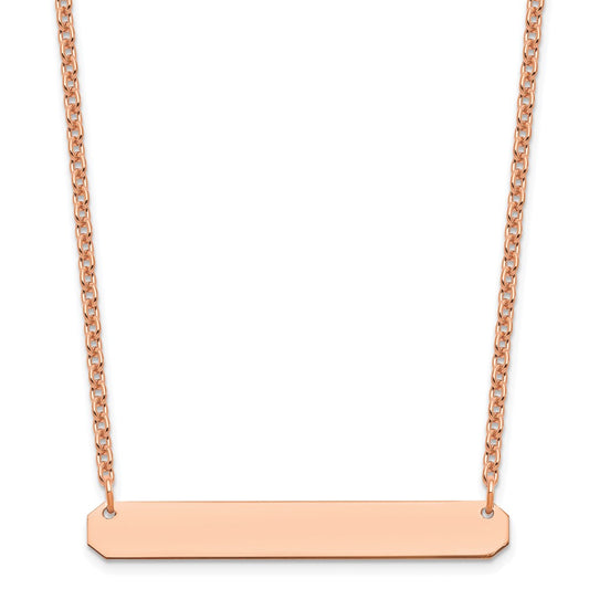 Sterling Silver/Rose-plated Medium Blank Bar Necklace