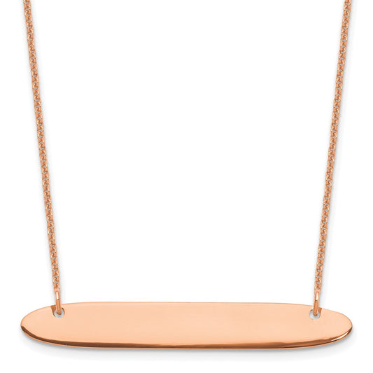 14k Rose Gold Medium Oblong Blank Bar Necklace