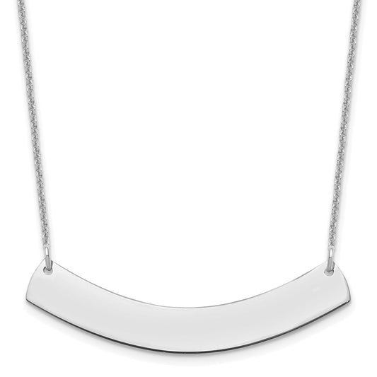14k White Gold Medium Curved Blank Bar Necklace
