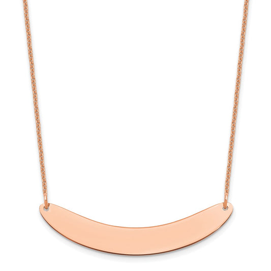 14k Rose Gold Medium Curved Blank Bar Necklace