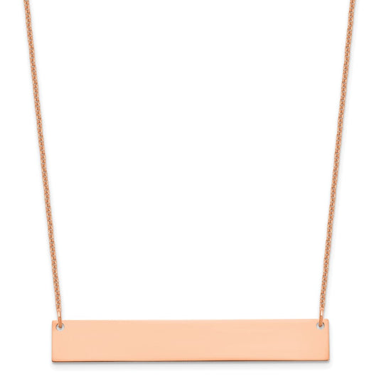 14k Rose Gold Large Blank Bar Necklace