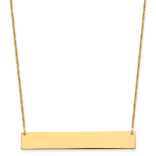 14k Yellow Gold Large Blank Bar Necklace