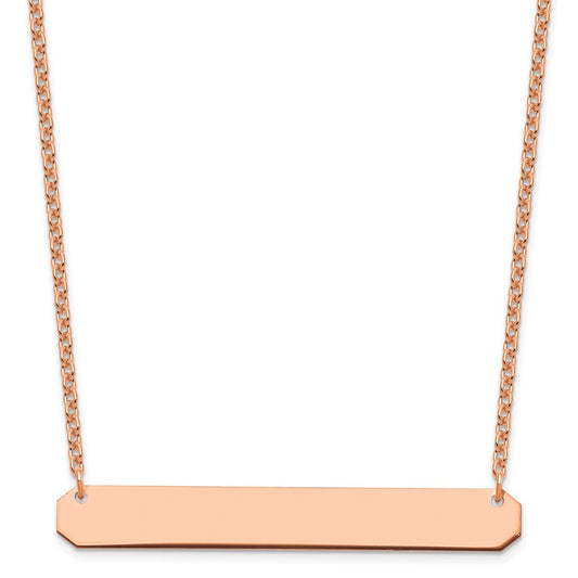 Sterling Silver/Rose-plated Large Blank Bar Necklace