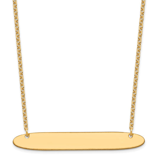 Sterling Silver/Gold-plated Large Oblong Blank Bar Necklace