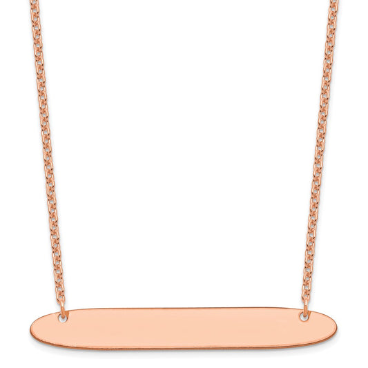 Sterling Silver/Rose-plated Large Oblong Blank Bar Necklace