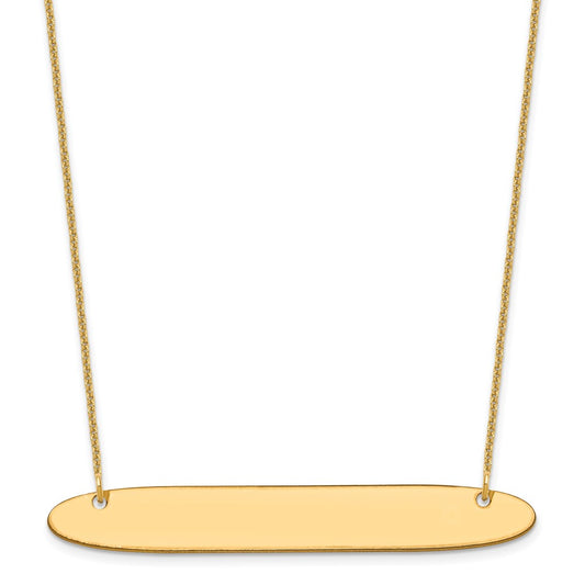 14k Yellow Gold Large Oblong Blank Bar Necklace