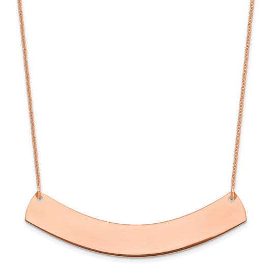 14k Rose Gold Large Curved Blank Bar Necklace