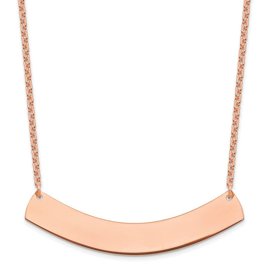 Sterling Silver/Rose-plated Large Curved Blank Bar Necklace