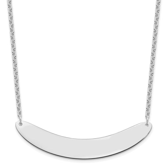 Sterling Silver/Rhodium-plated Large Curved Blank Bar Necklace
