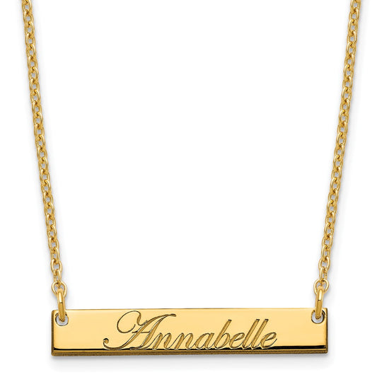 Sterling Silver/Gold-plated Small EDWARDIAN SCRIPT Bar Necklace