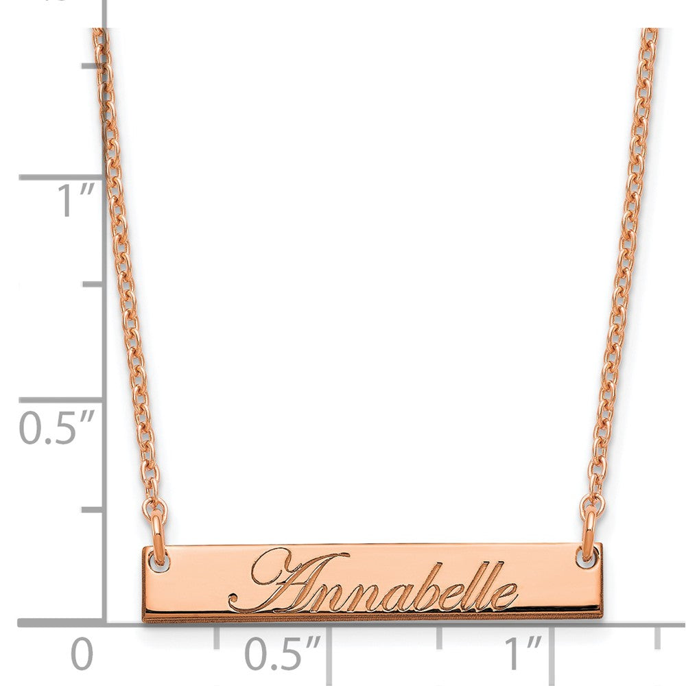 Sterling Silver/Rose-plated Small EDWARDIAN SCRIPT Bar Necklace